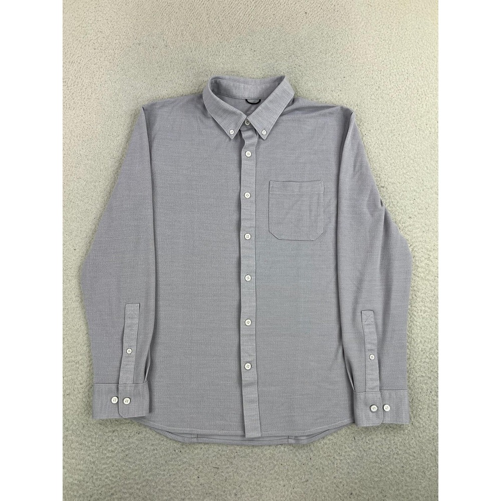 Western Rise Shirt Men's Medium Gray Knit Wool Blend Button Up Long Sleeve